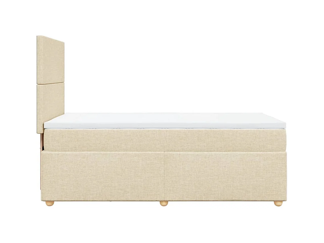 Cama box spring con colchón tela color crema 90x200 cm