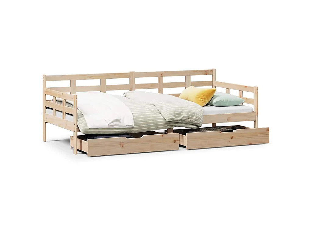 Dormeuse con Cassetti 90x190 cm in Legno Massello Pino