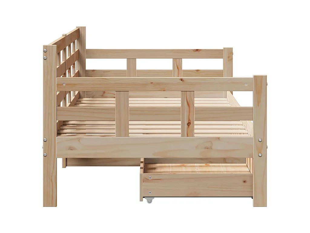 Dormeuse con Cassetti 90x190 cm in Legno Massello Pino