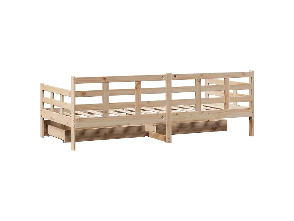 Dormeuse con Cassetti 90x190 cm in Legno Massello Pino