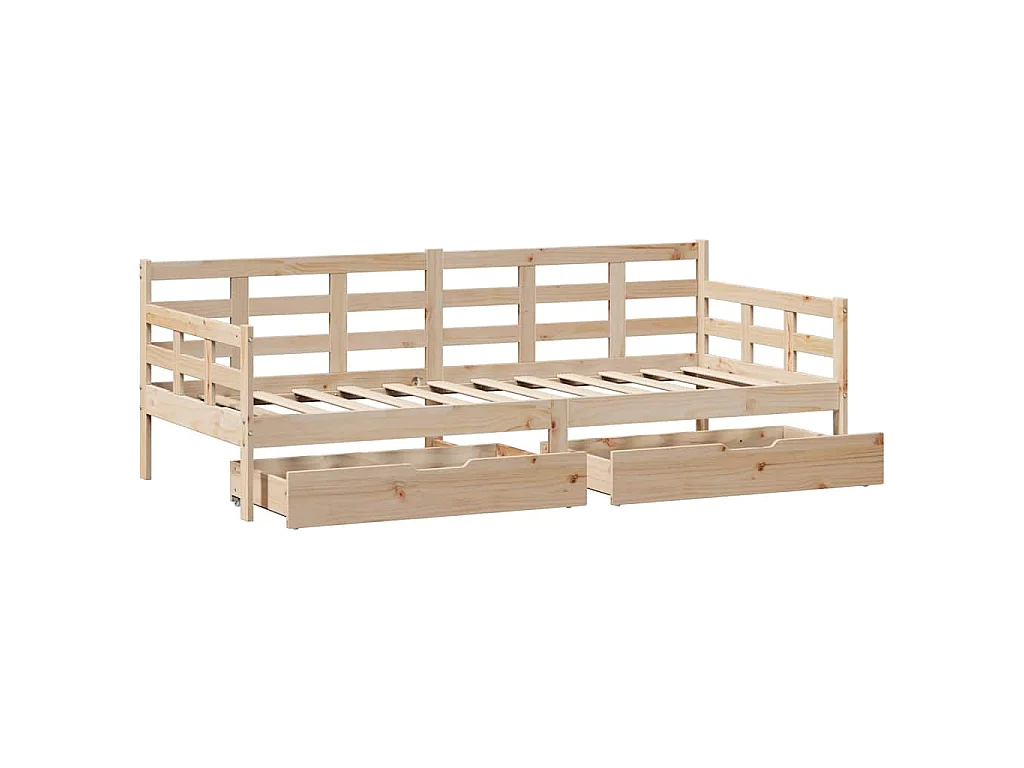 Dormeuse con Cassetti 90x190 cm in Legno Massello Pino