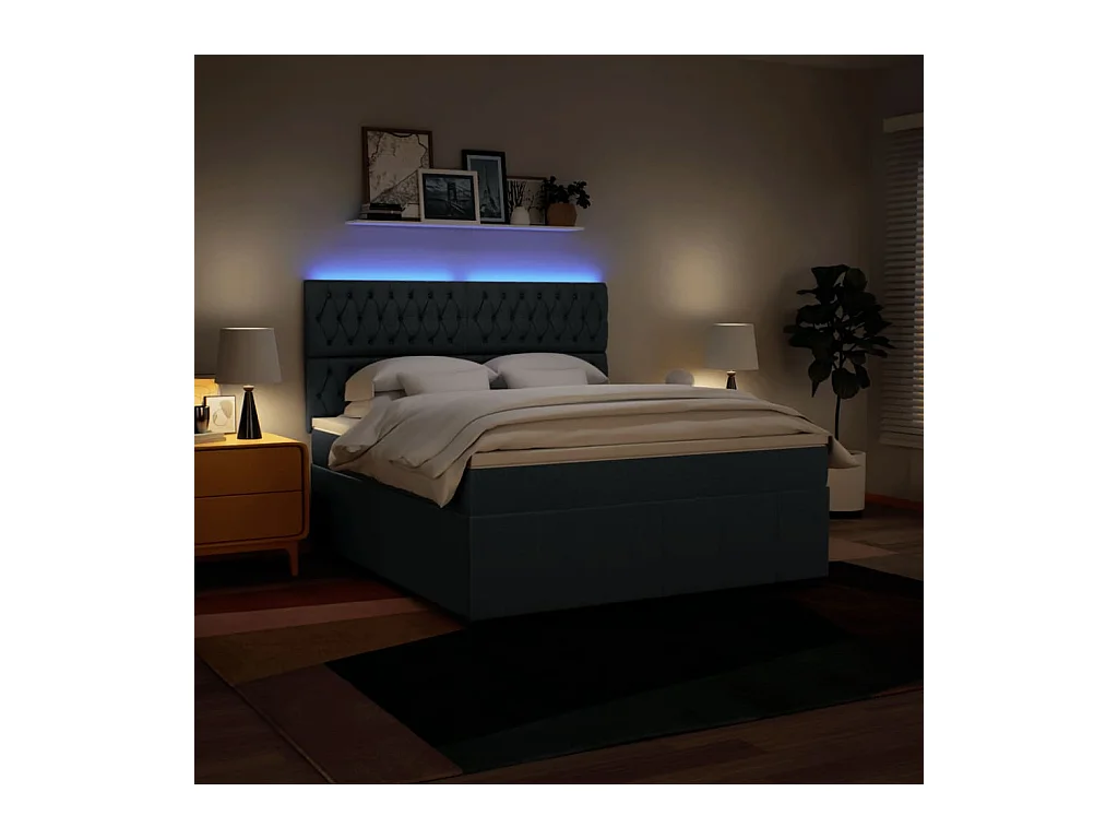 Boxspring met matras stof blauw 180x200 cm