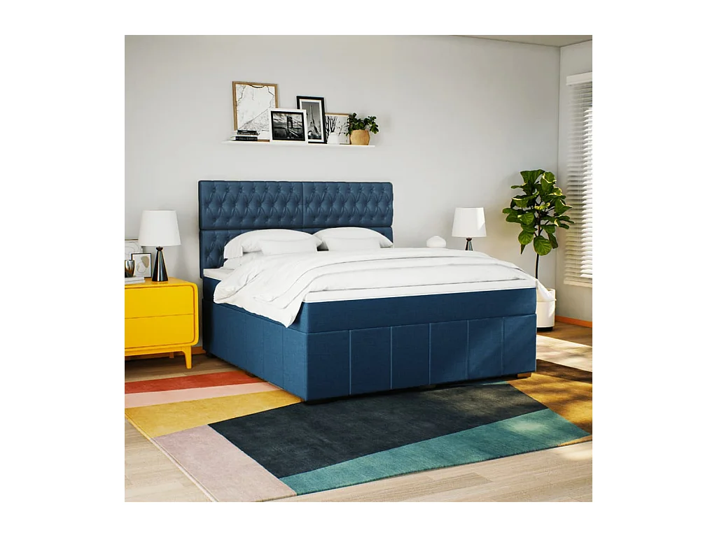 Boxspring met matras stof blauw 180x200 cm