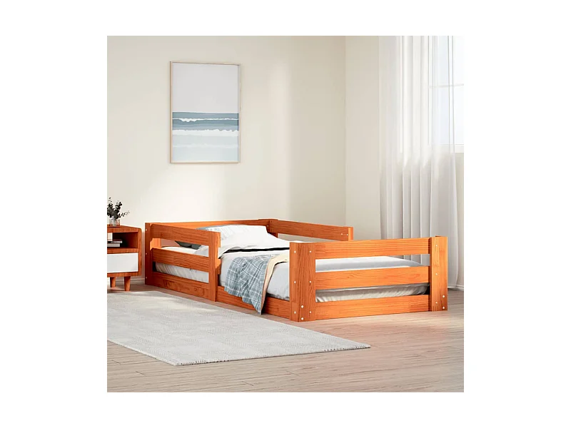 Letto senza Materasso Marrone Cera 100x200 cm in Legno di Pino