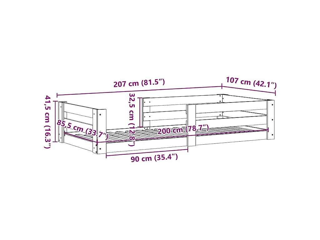 Letto senza Materasso Marrone Cera 100x200 cm in Legno di Pino