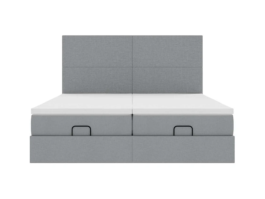 Ottoman bed met matrassen en LED's 180x200cm stof lichtgrijs