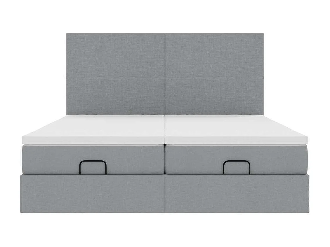 Cadre de lit ottoman et matelas gris clair 180x200cm tissu