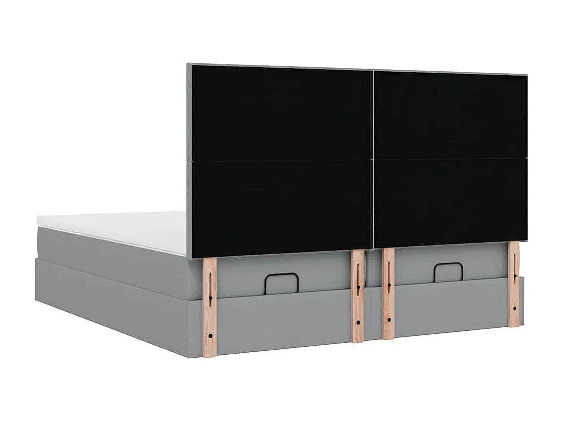 Ottoman bed met matrassen en LED's 180x200cm stof lichtgrijs