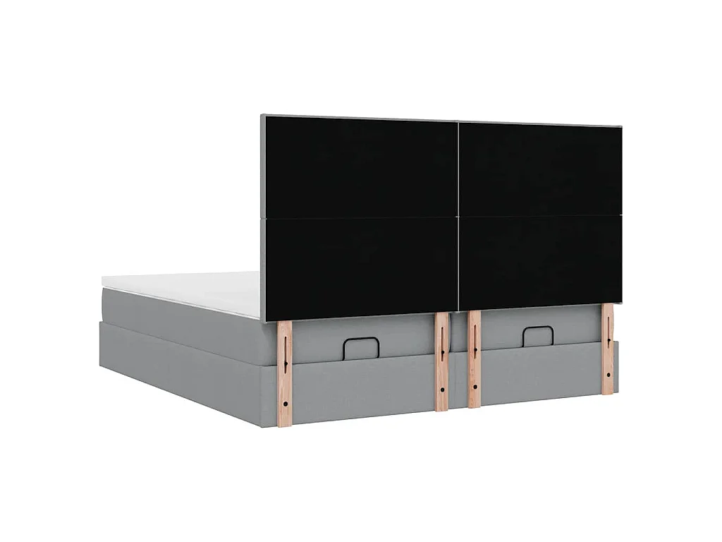 Ottoman bed met matrassen en LED's 180x200cm stof lichtgrijs