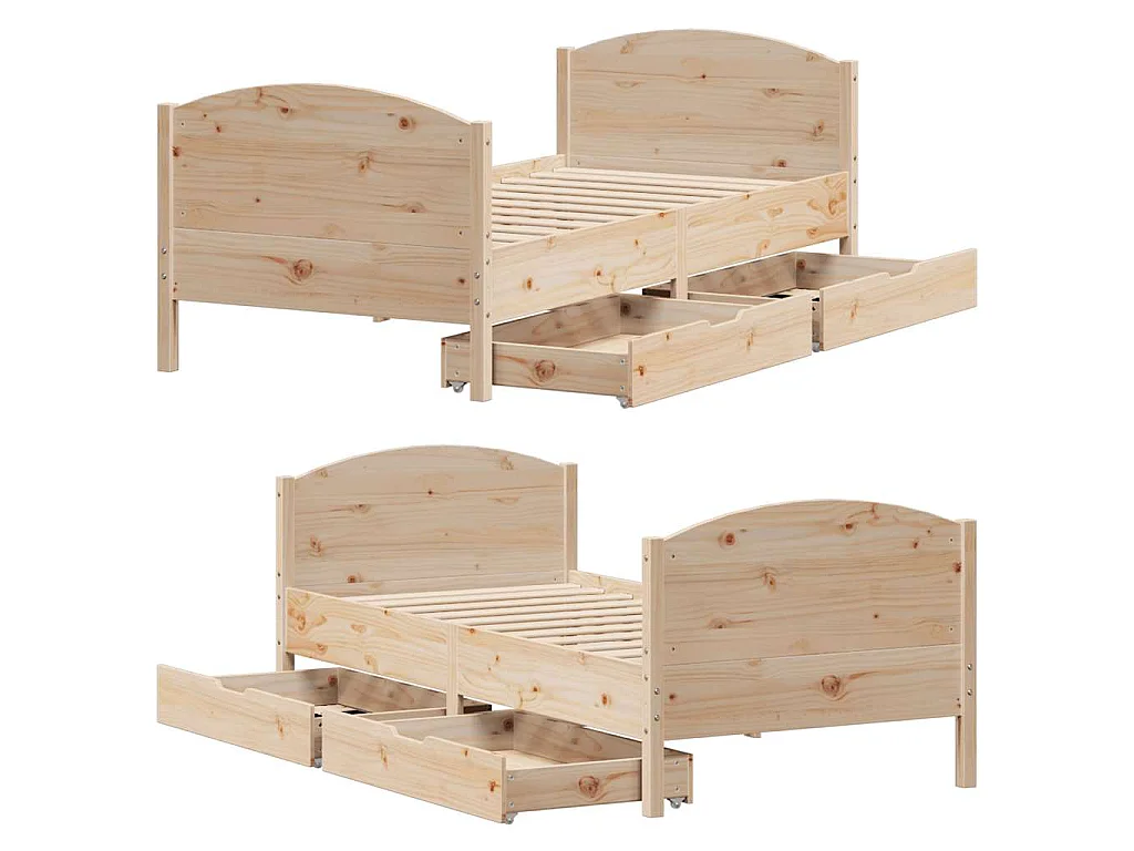 Letto senza Materasso 90x190 cm in Legno Massello di Pino