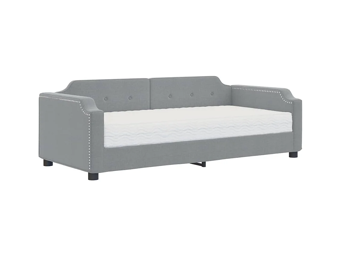 Lit de jour avec matelas gris clair 100x200 cm tissu