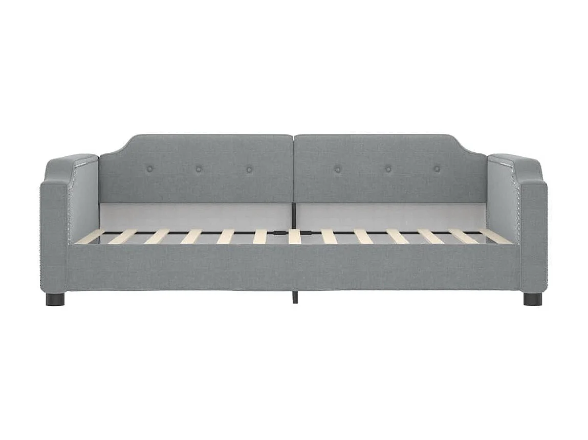 Tagesbett mit Matratze Hellgrau 100x200 cm Stoff