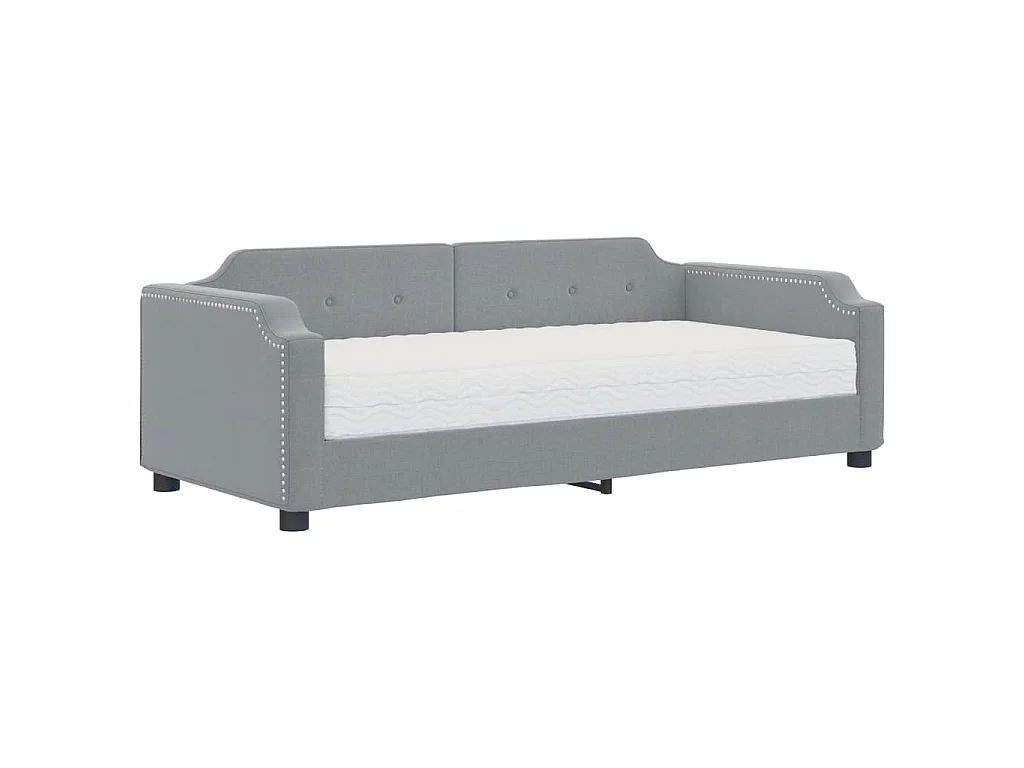 Lit de jour avec matelas gris clair 100x200 cm tissu