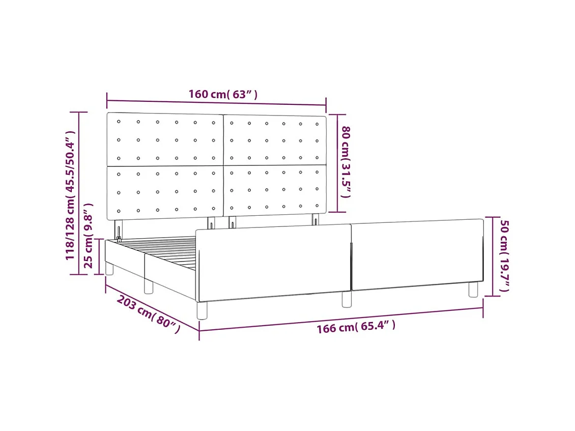 Bettgestell ohne Matratze Creme 160x200 cm Stoff