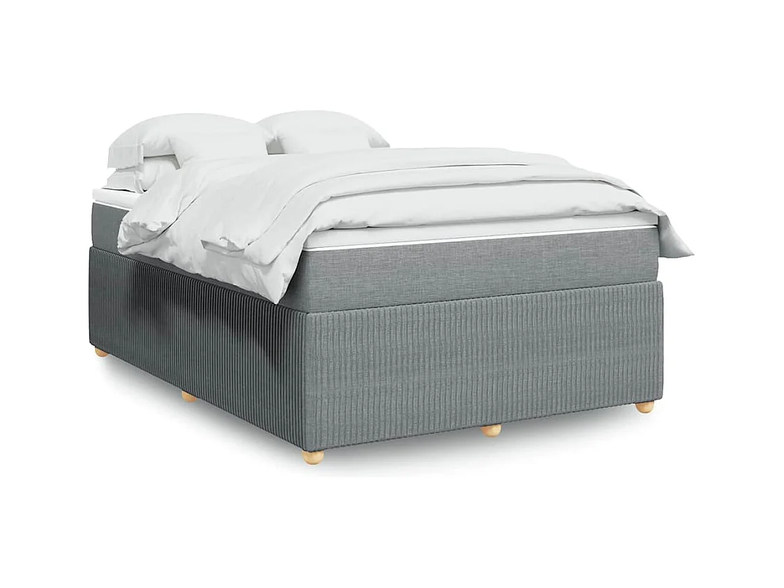 Sommier à lattes de lit avec matelas Gris clair 140x190cm Tissu