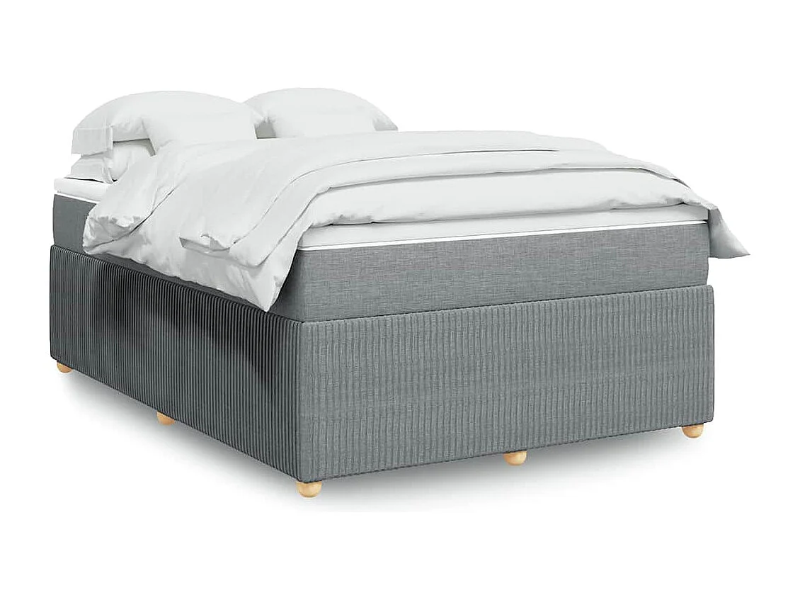 Boxspringbett mit Matratze Hellgrau 140x190 cm Stoff
