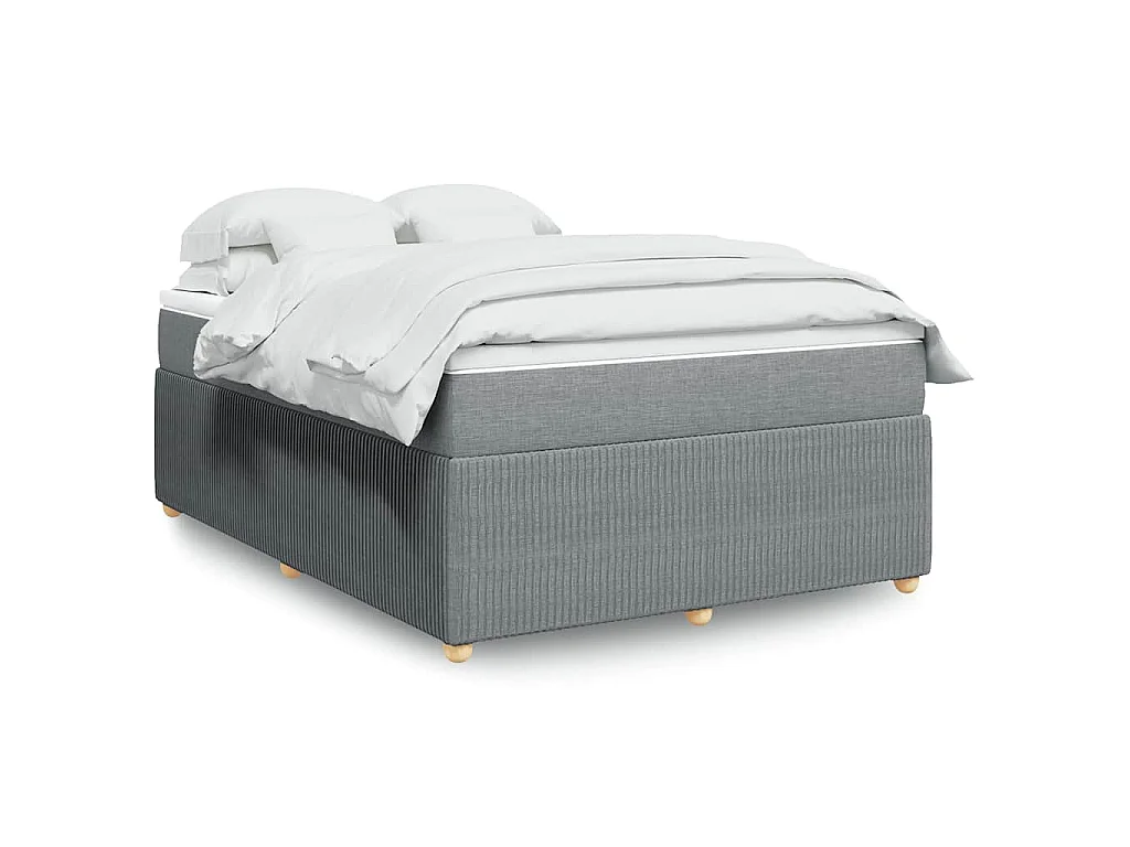 Boxspringbett mit Matratze Hellgrau 140x190 cm Stoff