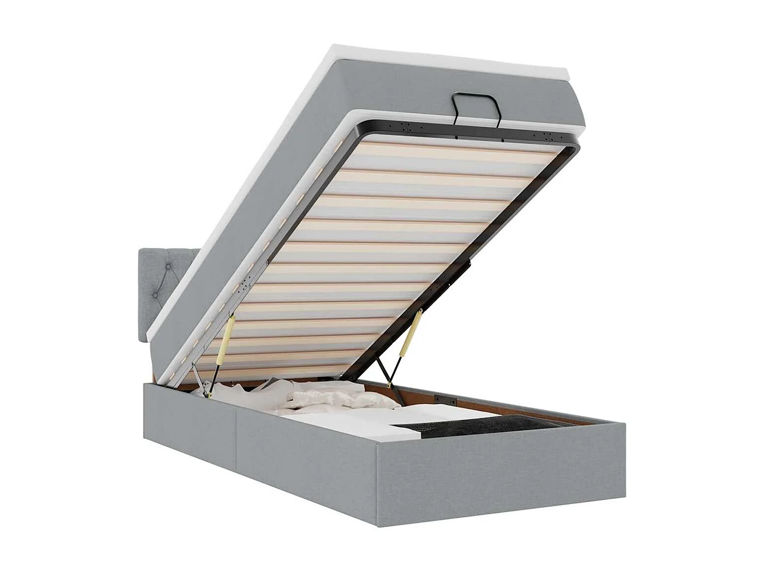 Ottoman bed met matras en LED's 100x200 cm stof lichtgrijs