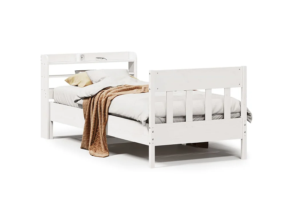 Bedframe zonder matras massief grenenhout wit 90x200 cm