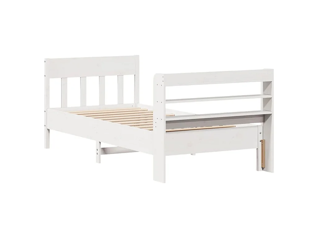 Bedframe zonder matras massief grenenhout wit 90x200 cm