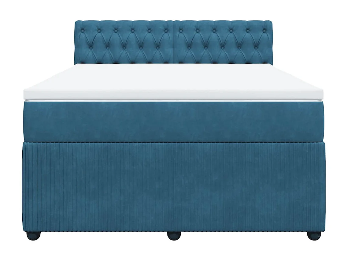 Boxspringbett mit Matratze Blau 140x190 cm Samt