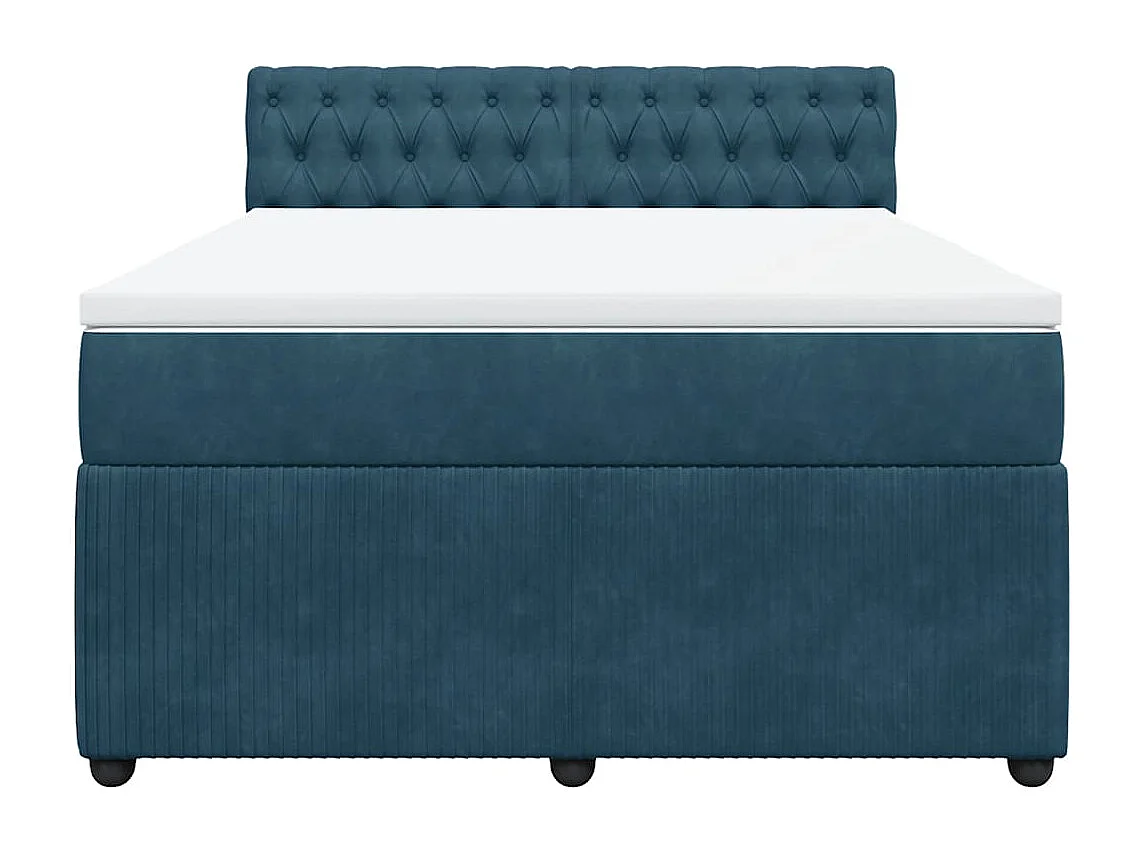 Boxspring met matras fluweel blauw 140x190 cm