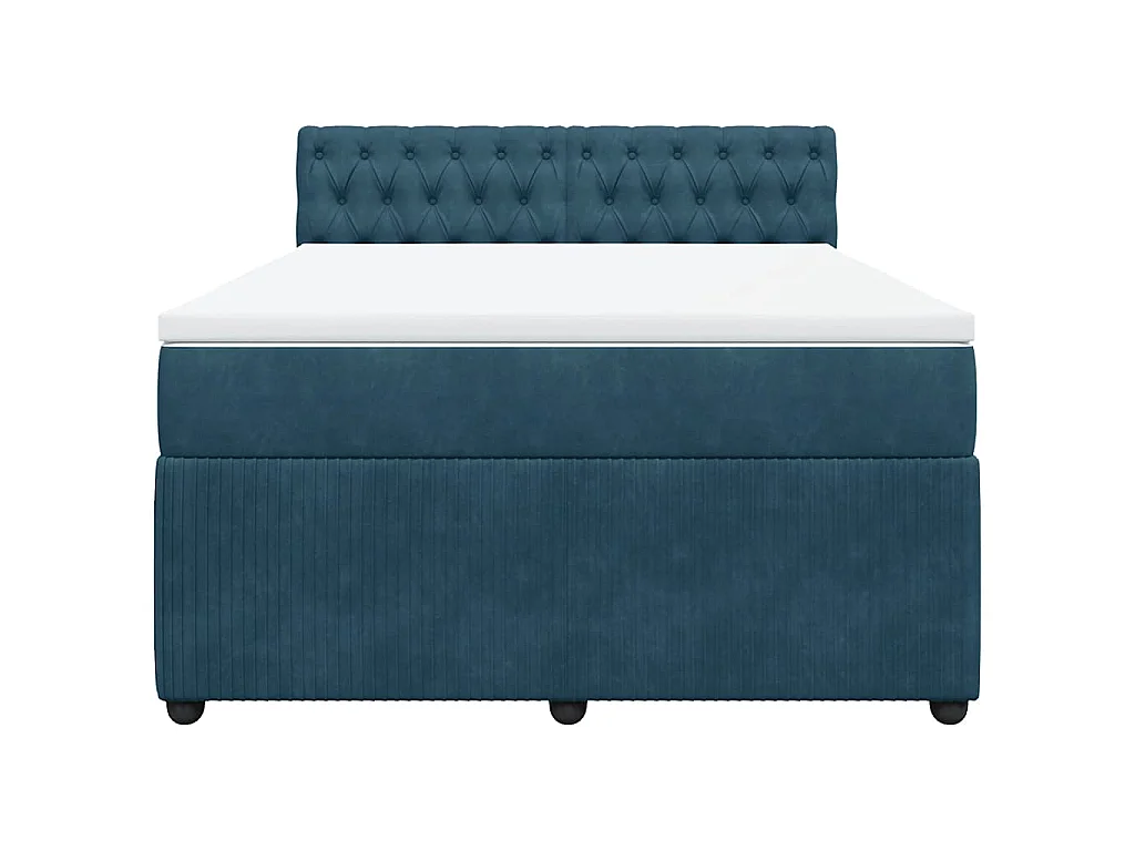 Boxspringbett mit Matratze Blau 140x190 cm Samt