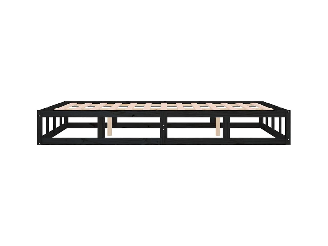 Cadre de lit sans matelas noir 180x200 cm bois massif