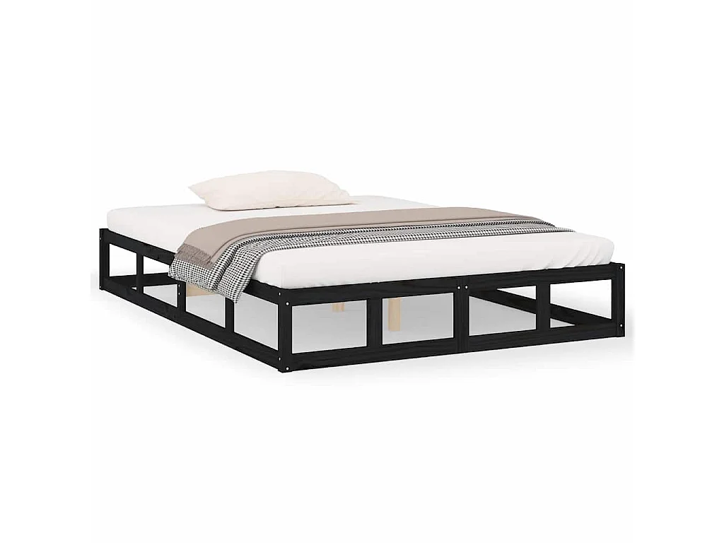 Cadre de lit sans matelas noir 180x200 cm bois massif