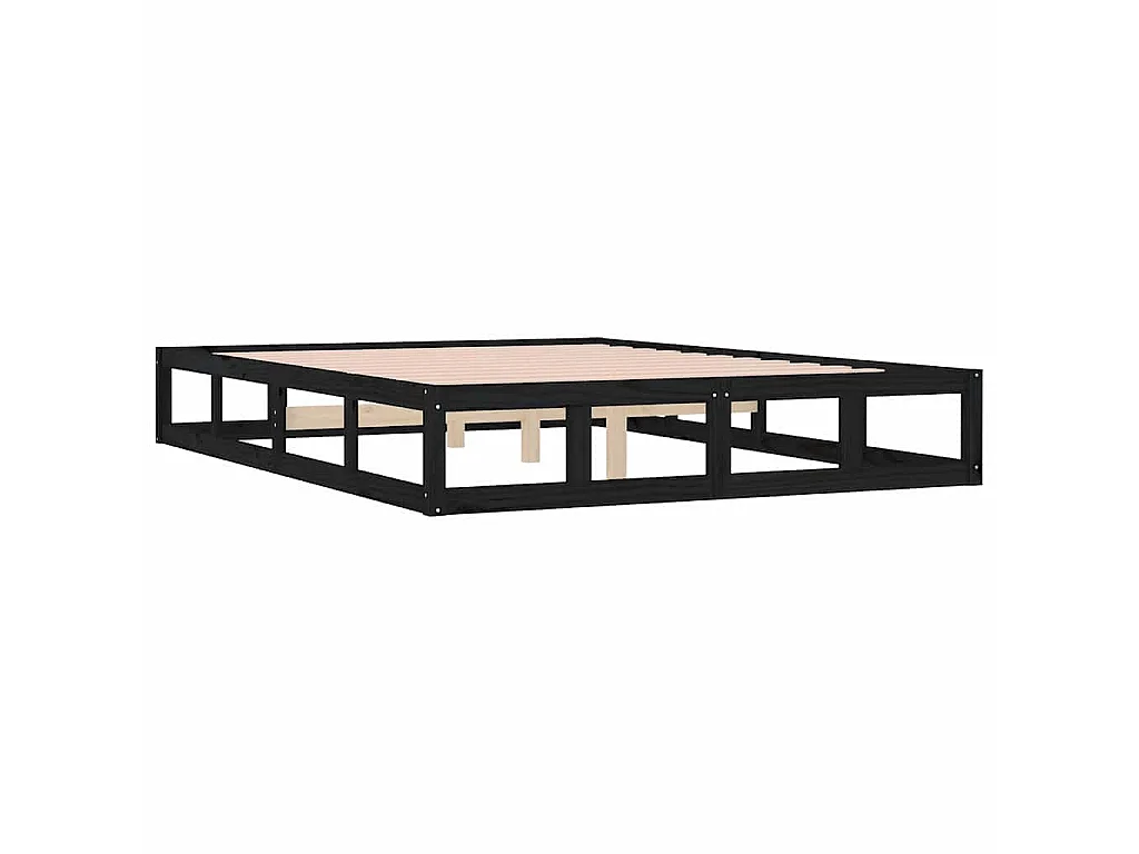 Cadre de lit sans matelas noir 180x200 cm bois massif