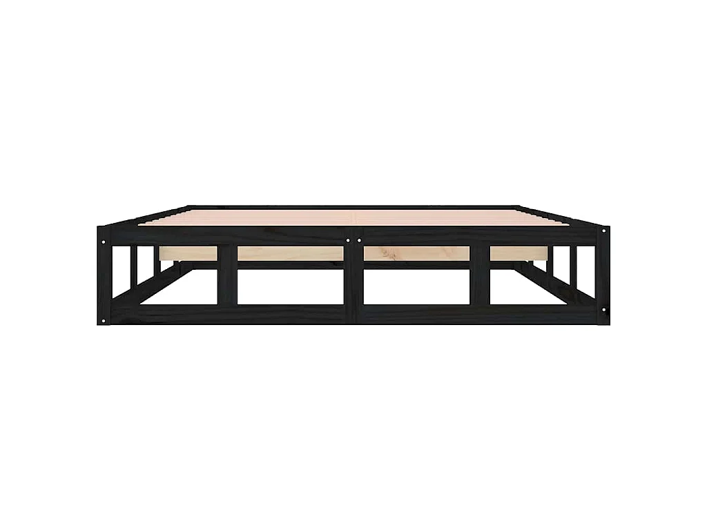 Cadre de lit sans matelas noir 180x200 cm bois massif