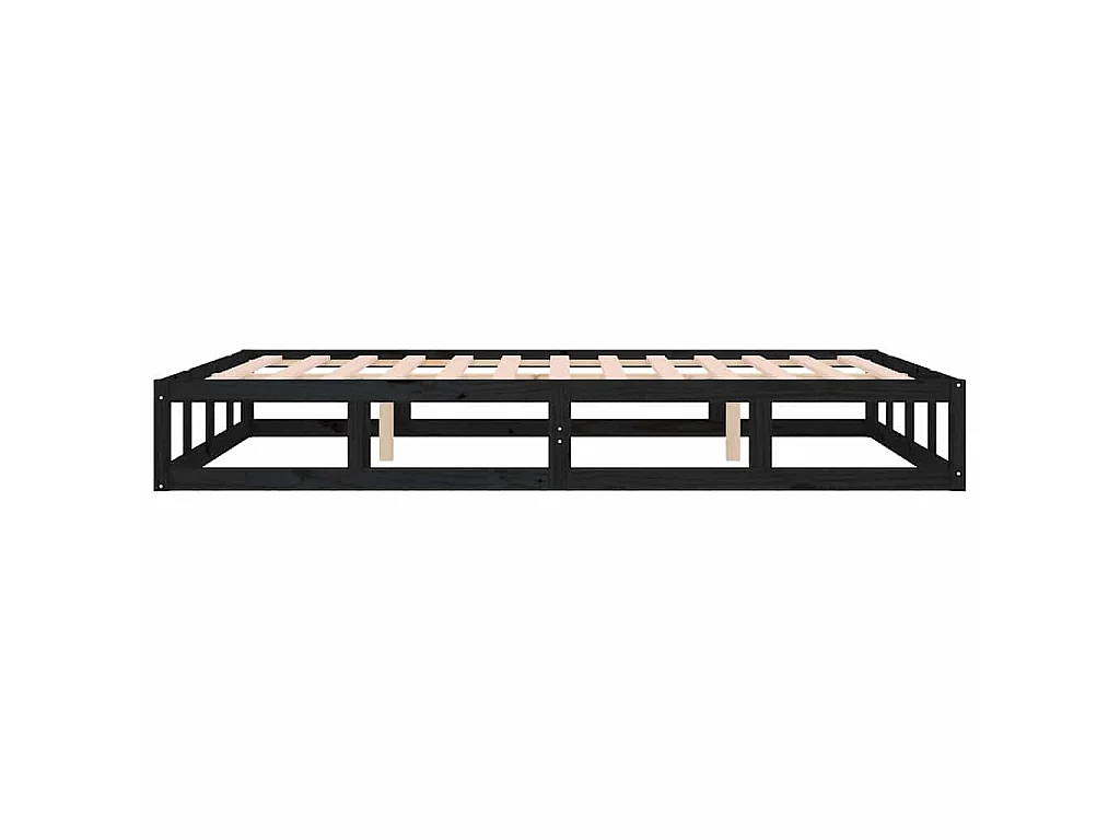 Cadre de lit sans matelas noir 180x200 cm bois massif