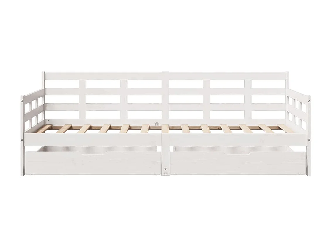 Dormeuse con Cassetti Bianco 90x190 cm Legno Massello di Pino