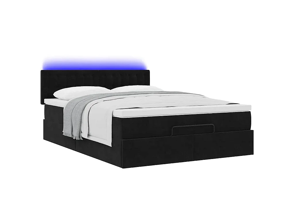 Cadre de lit ottoman avec matelas noir 140x190 cm velours