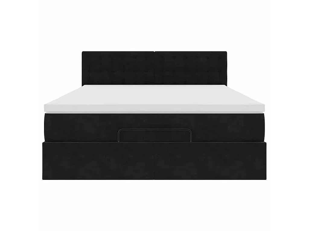 Cadre de lit ottoman avec matelas noir 140x190 cm velours