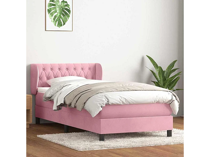 Boxspringbett mit Matratze Rosa 90x220 cm Samt