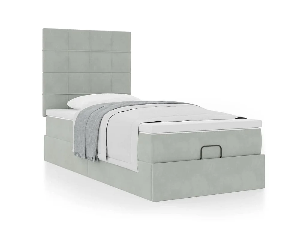 Struttura Letto Pouf con Materassi 90x200 cm in Velluto
