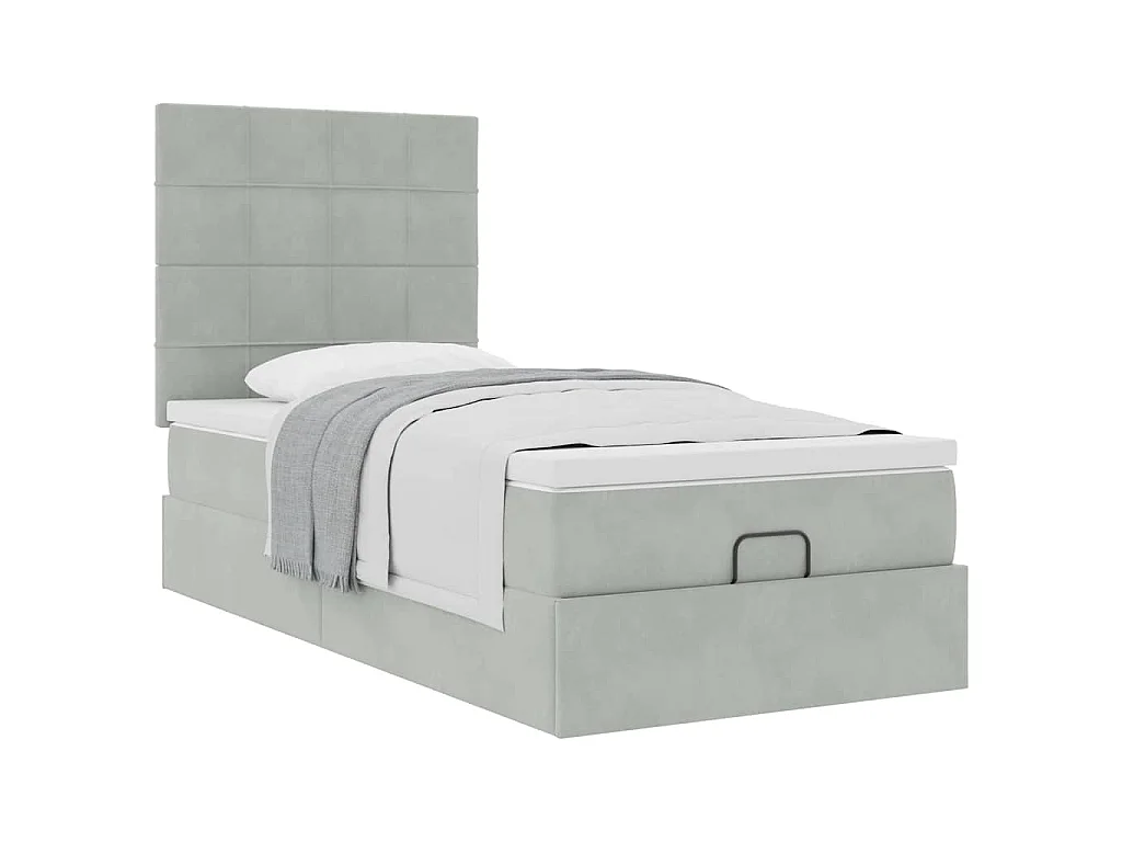 Struttura Letto Pouf con Materassi 90x200 cm in Velluto