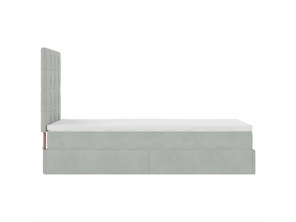 Ottoman bed met matrassen 90x200cm fluweel lichtgrijs