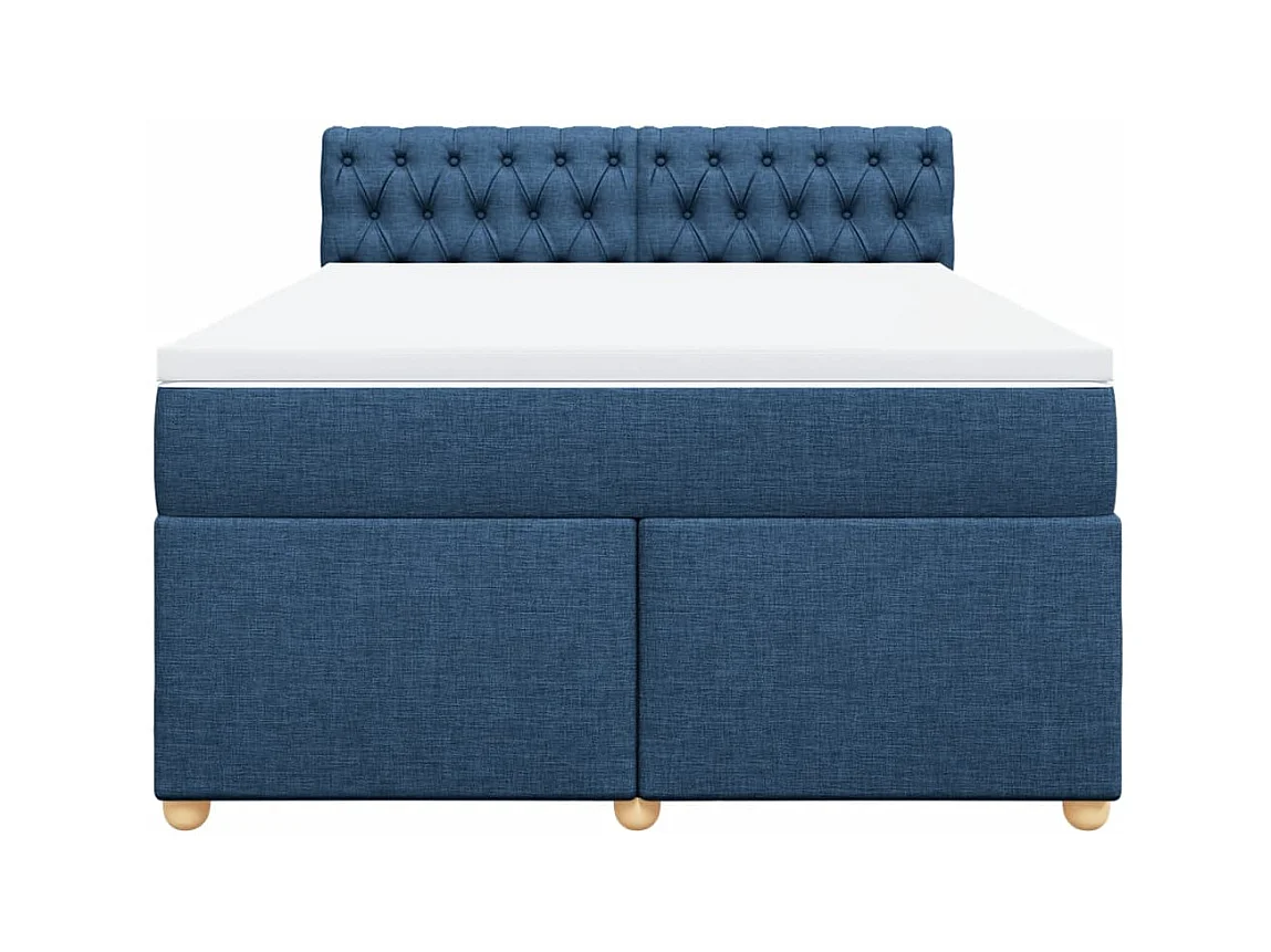 Sommier à lattes de lit avec matelas Bleu 160x200 cm Tissu