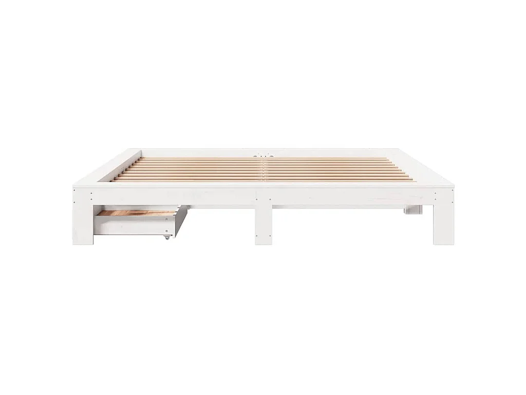 Cadre de lit sans matelas blanc 180x200 cm bois massif de pin