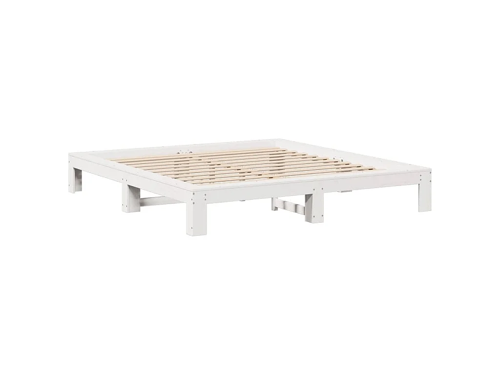 Cadre de lit sans matelas blanc 180x200 cm bois massif de pin