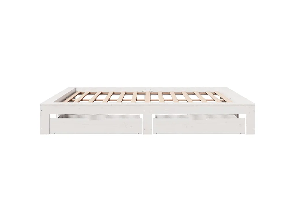 Cadre de lit sans matelas blanc 180x200 cm bois massif de pin