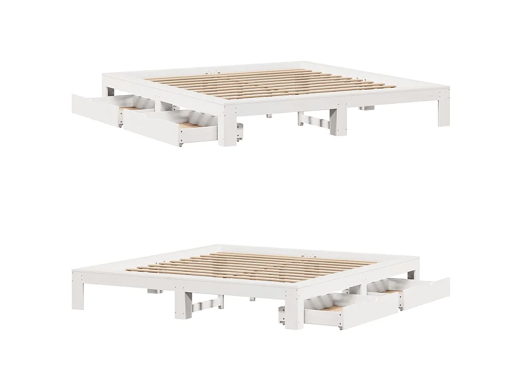 Cadre de lit sans matelas blanc 180x200 cm bois massif de pin