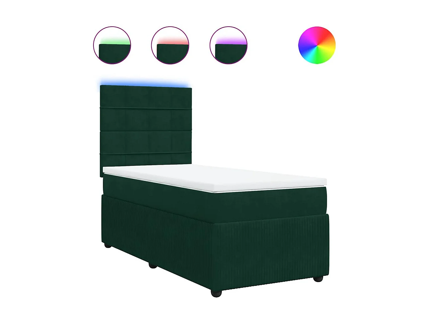 Cama box spring con colchón terciopelo verde oscuro 90x200 cm