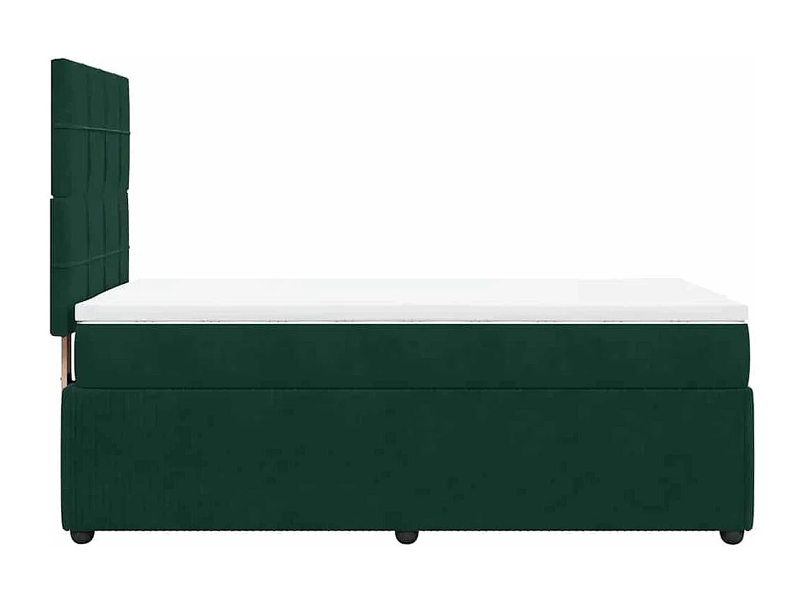 Cama box spring con colchón terciopelo verde oscuro 90x200 cm