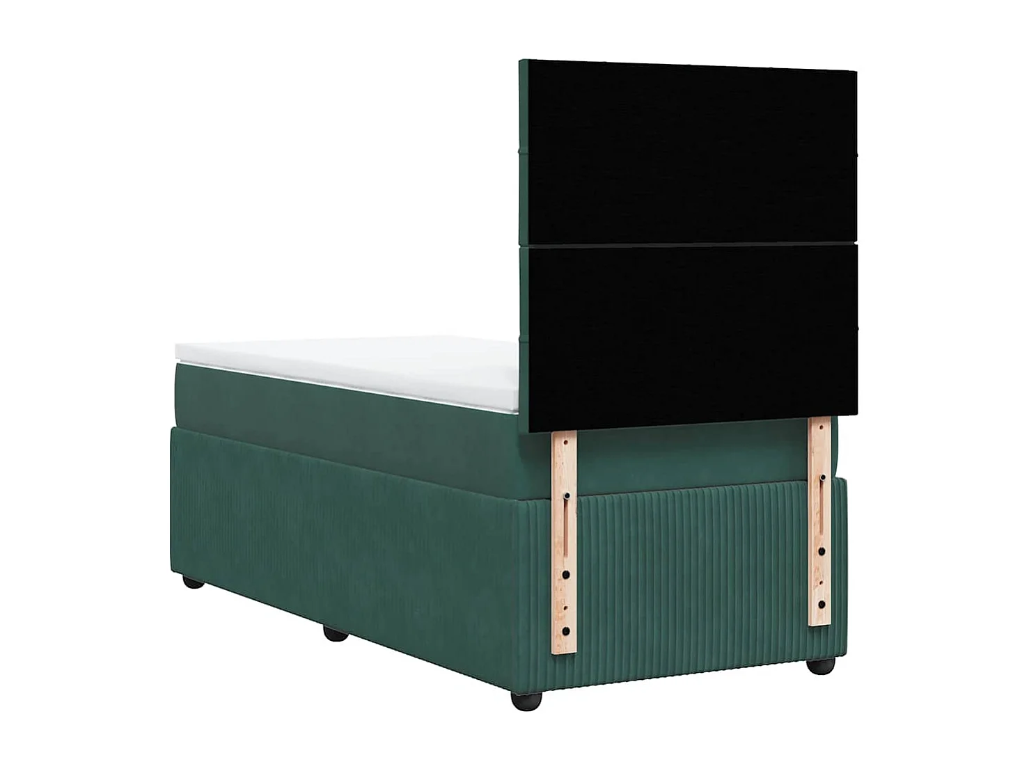 Cama box spring con colchón terciopelo verde oscuro 90x200 cm