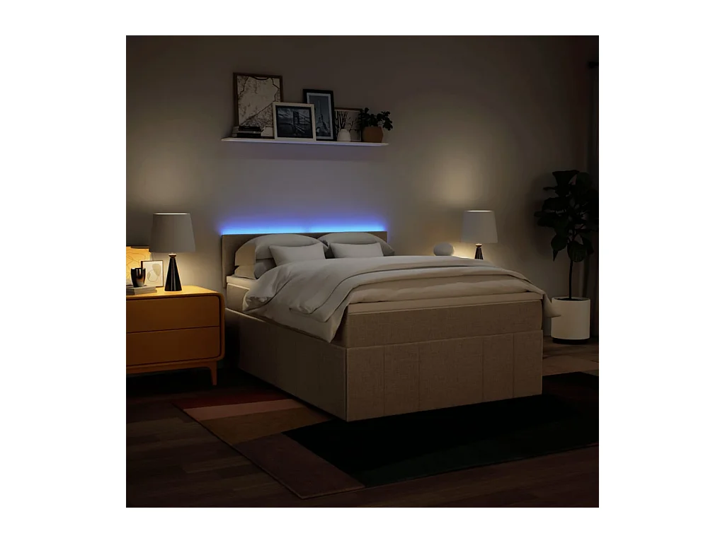 Sommier à lattes de lit avec matelas Crème 140x200 cm Tissu