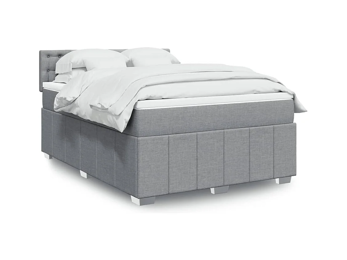 Sommier à lattes de lit avec matelas Gris clair 140x190cm Tissu