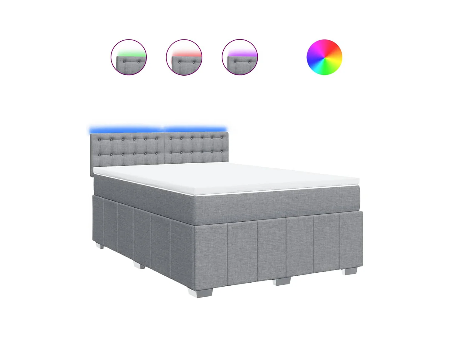 Sommier à lattes de lit avec matelas Gris clair 140x190cm Tissu